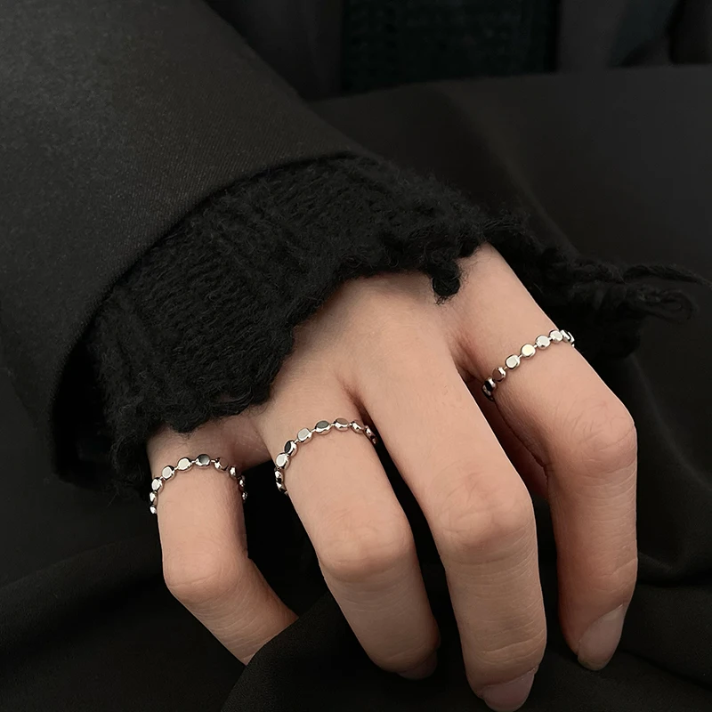 F.I.N.S Minimalist Fine Jewelry Geometric Flat Round Beads S925 Sterling Silver Ring Simple Stackable Silver Finger Ring 925 silver ring silver rings