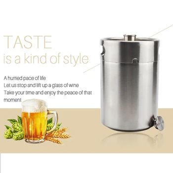 

2/3.6L Stainless Steel Mini Beer Keg Pressurized Growler for Craft Beer Dispenser System Home Brew Beer Brewing