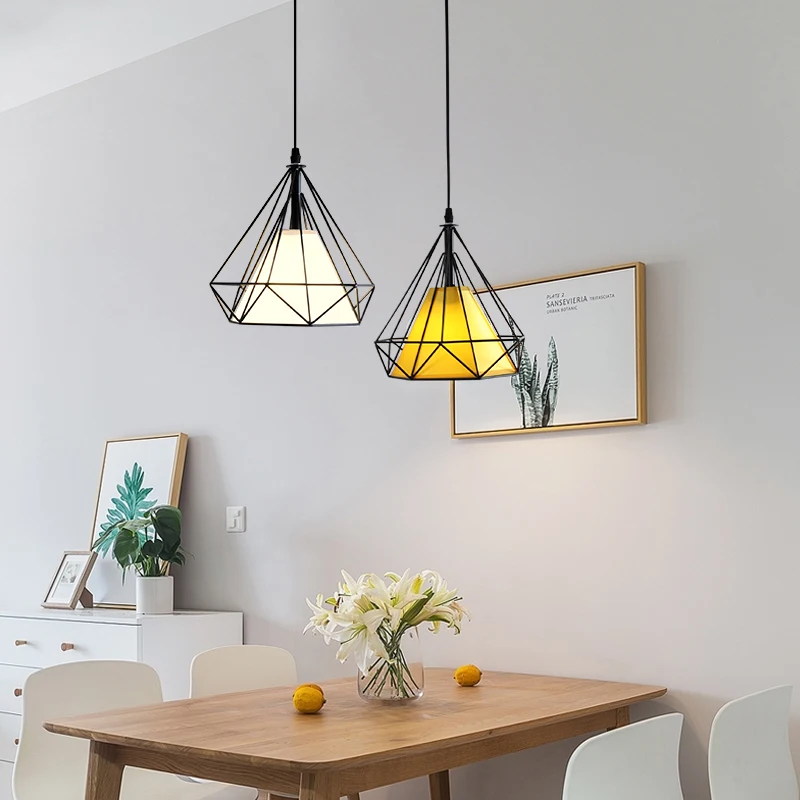 Modern Pendant Light Black Iron Hanging Cage Vintage Led Lamp E27 Industrial Loft Retro Dining Room Restaurant Bar Counter