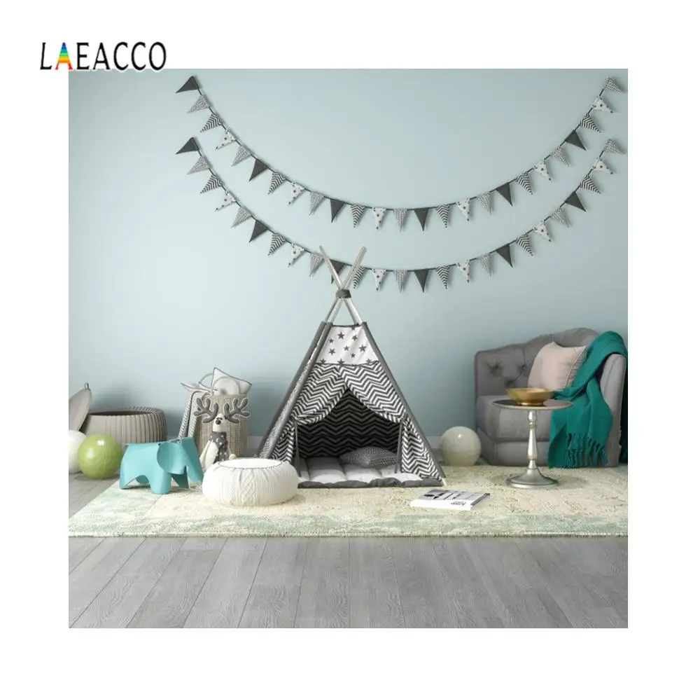 

Laeacco Baby Room Tent Sofa Flag Birthday Photography Background Vinyl Children Photogrphic Backdrop For Photophone Photo Studio