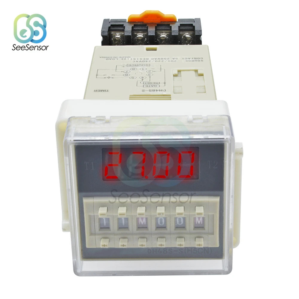 

AC 220V DH48S-S Repeat Cycle Programmable Double Time Delay Relay Timer with Socket Base