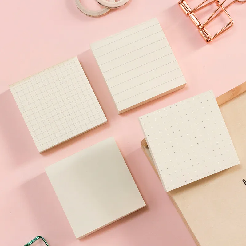 

100 Sheets Kawaii Kraft Paper Dotted Line Grid Memo Pad N Times Sticky Notes Bookmark School Office Supplies Escolar Papelaria