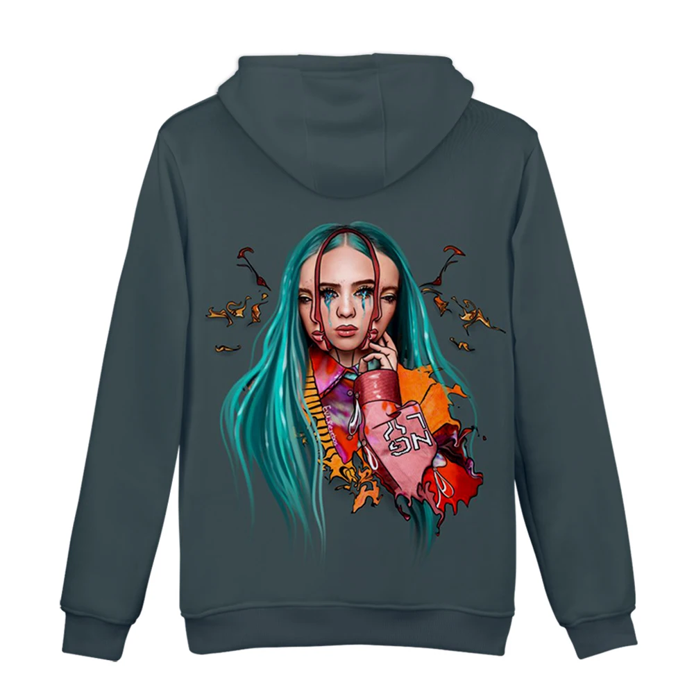 Осенний трендовый Женский пуловер с капюшоном Billie Eilish3D толстовка с капюшоном Женский Мужской Модный пуловер Комфортный топ XXS-4XL