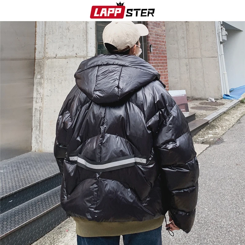 

LAPPSTER Men Reflective Bubble Jacket 2020 Winter Puffer Hooded Jackets Coats Male Harajuku Thick Hip Hop Parka Windbreaker