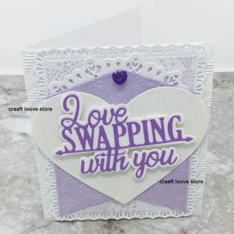 

Love Swapping with you Word Sentiment Layred Metal Cutting Dies Scrapbooking crafting paper art emboss stencil