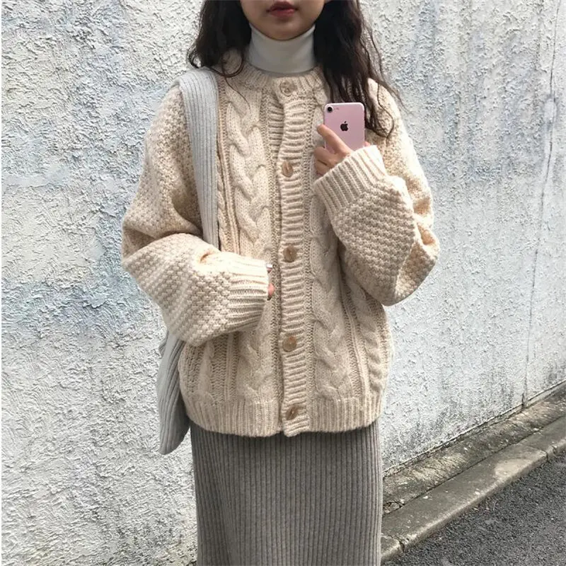 

Alien Kitty Retro Chic O-Neck Gentle Twisted All-Match Elegant Autumn Women Sweet High Quality Fashion Simple Female Sweaters