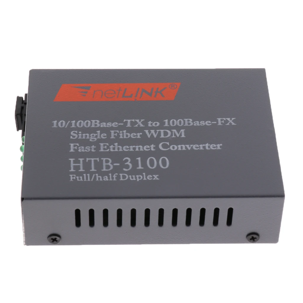 2 предмета HTB-3100 A/B волоконно-оптический медиа конвертер 10/100 Мбит/с однорежимный одинарный волоконно SC Порты и разъёмы 100 км внешнего Питание