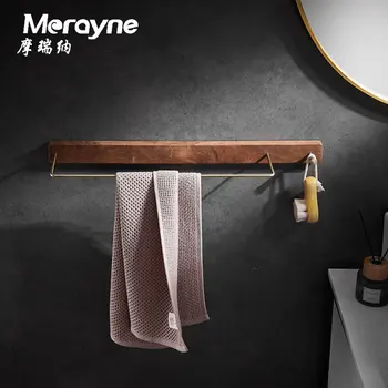 

Black Walnut Solid Wood Towel Toilet Storage Shelf Wall Hangers Sanitary Ware Single Pole Bathroom Towels Towel Rack Cross Borde