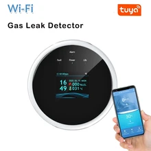 

Tuya WiFi Smart Leak Sensor Alarm Security Detector APP Control Security Smart Home Combustible Gas Leakage Temperature Sensor