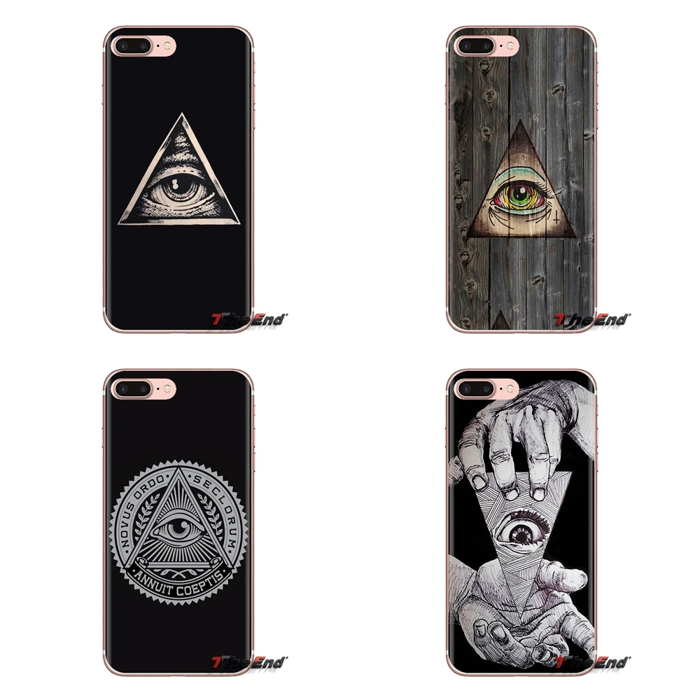 For iPhone XS Max XR X 4 4S 5 5S 5C SE 6 6S 7 8 Plus Samsung Galaxy J1 J3 J5 J7 A3 A5 TPU Case Illuminati Symbol Eye Pyramid Art |