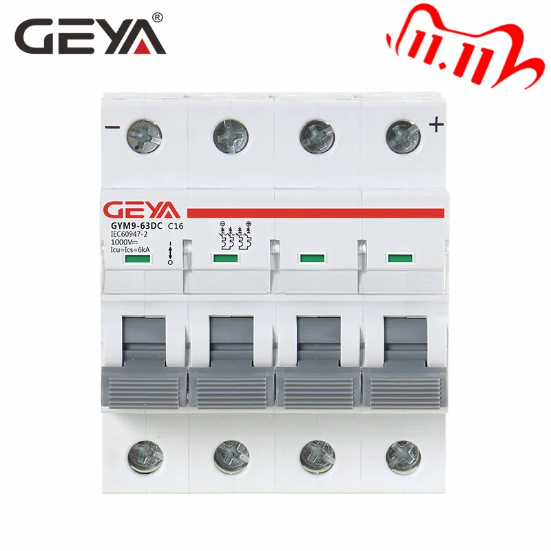 Мини автоматический выключатель GEYA MCB DC 1000 В 6A 10A 16A 20A 25A 32A 40A 50A 63a 4 полюса