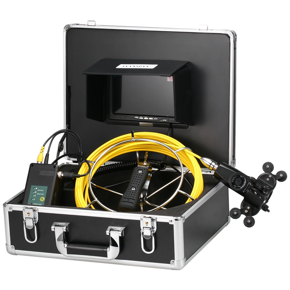 Underwater Fishing Finder Pipe Inspection Double Camera System Drain Sewer Pipeline Industrial Endoscope Camera 12PCS White LEDs