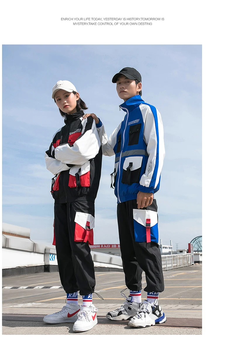 2 предмета, Ropa Deportiva Hombre Moda Survete, мужская куртка+ штаны, комбинированный осенний спортивный костюм с несколькими карманами для мужчин, комплект из двух предметов