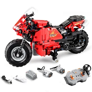 

484 Pcs Bricks CADA Remote Control Motorcycle Set Technic Car Model Building Blocks Boy Birthday Gift Kids RC Toys For Children