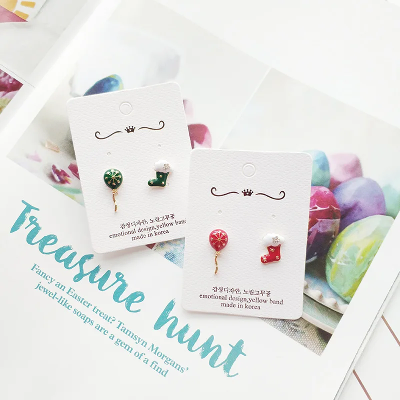 

Korean Little Cute Cartoon Christmas Socks Balloon Sweet Woman Girls Stud Earrings Fashion Jewelry Holiday-JQD5-W2