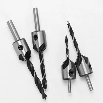 

4pcs/set Carbide Pilot Drill Bits Wood Chamfer Countersunk Reaming Drill Bit Reamer Screw Hinge Hole Saw Chamfer
