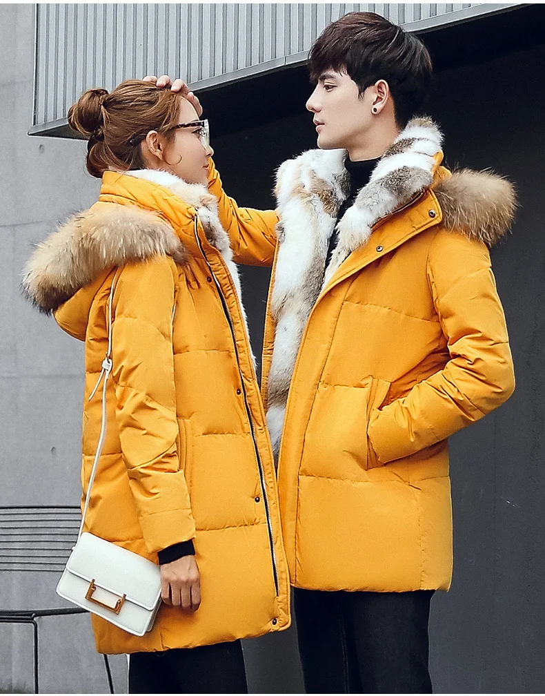 5XL White Duck Down Jacket Women Winter Goose Feather Coat Long Raccoon Fur Parka Warm Rabbit Plus Size Outerwear WJM19