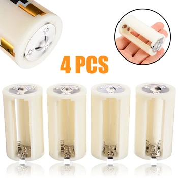 

4pcs AA To D Size Type Battery Plastic Parallel Adapter Conversion Tube for 3 AA Parallel Rechargeable Battery Holder Case Box