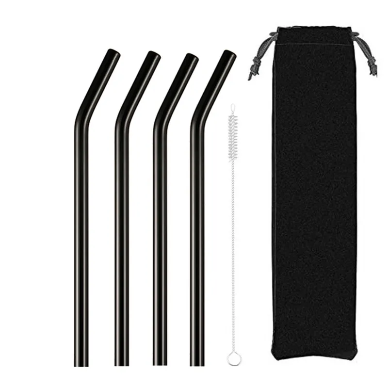 4pcs black bag 4 шт стеклянная соломинки многократного использования питьевая стеклянная трубка экологически чистая с чистящей щеткой события партия поддерживает поставки - Цвет: 4pcs black bag