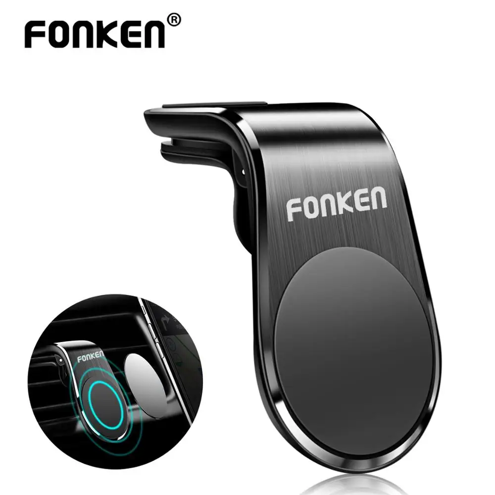 Магнитный автомобильный держатель для телефона FONKEN, металлический Универсальный магнитный держатель на вентиляционное отверстие, подставка на автомобильную розетку, магнитный Кронштейн для мобильного навигатора