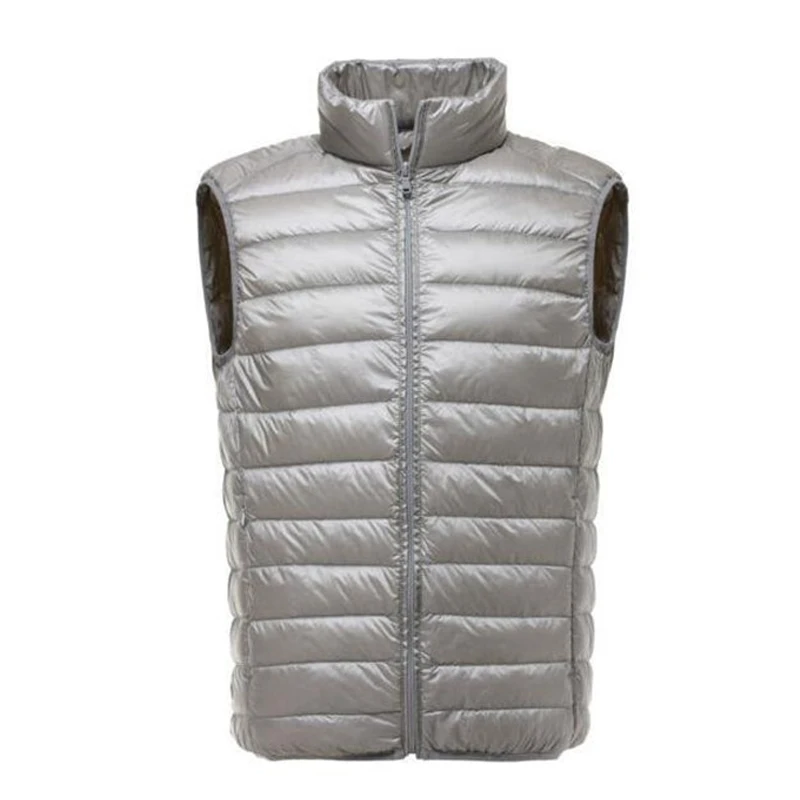 Men Thin Domn Vest Casual Light Men Down Vest Top Selling Zipper Big Size New Arrival 6 Colors Male White Duck Down Vest MWB014