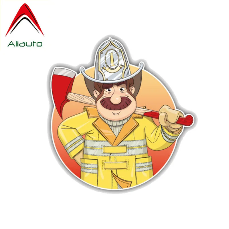 Aliauto Funny Car Sticker Personaltiy Fireman Cartoon Decal PVC for Renault Megane Opel Corsa Hyundai Creta 14cm*14cm | Автомобили и