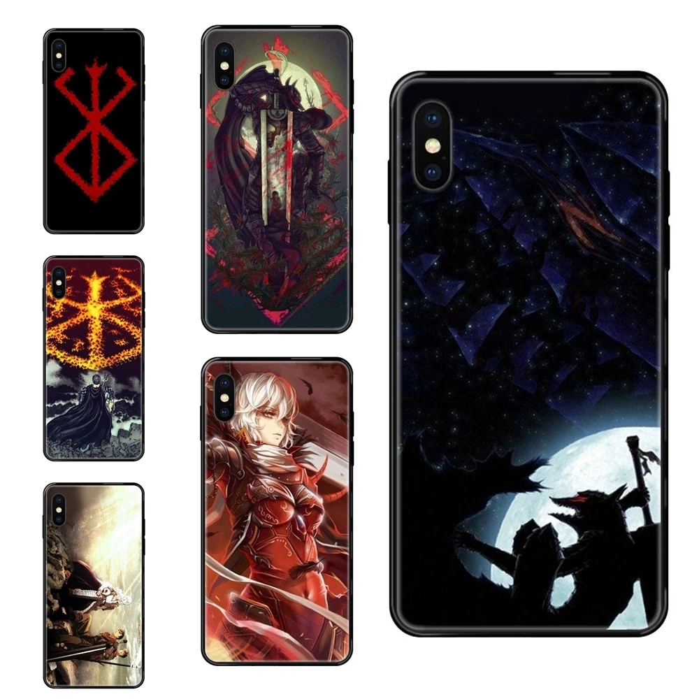 Красочный для кистей. Berserk манга логотип Apple iPhone 11 12 Pro X XR XS MAX 5 5S 5C SE 6 6S 7 8 Plus черный