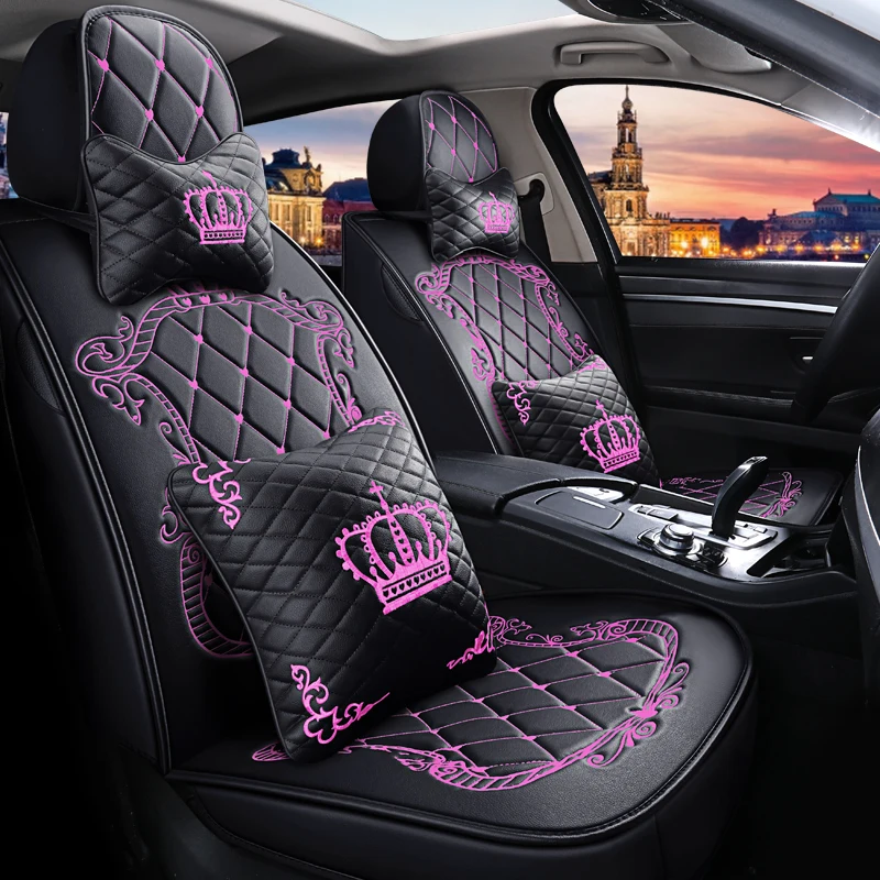 Universal Car Seat Cover Crown Willow Nails Leather Auto Seat