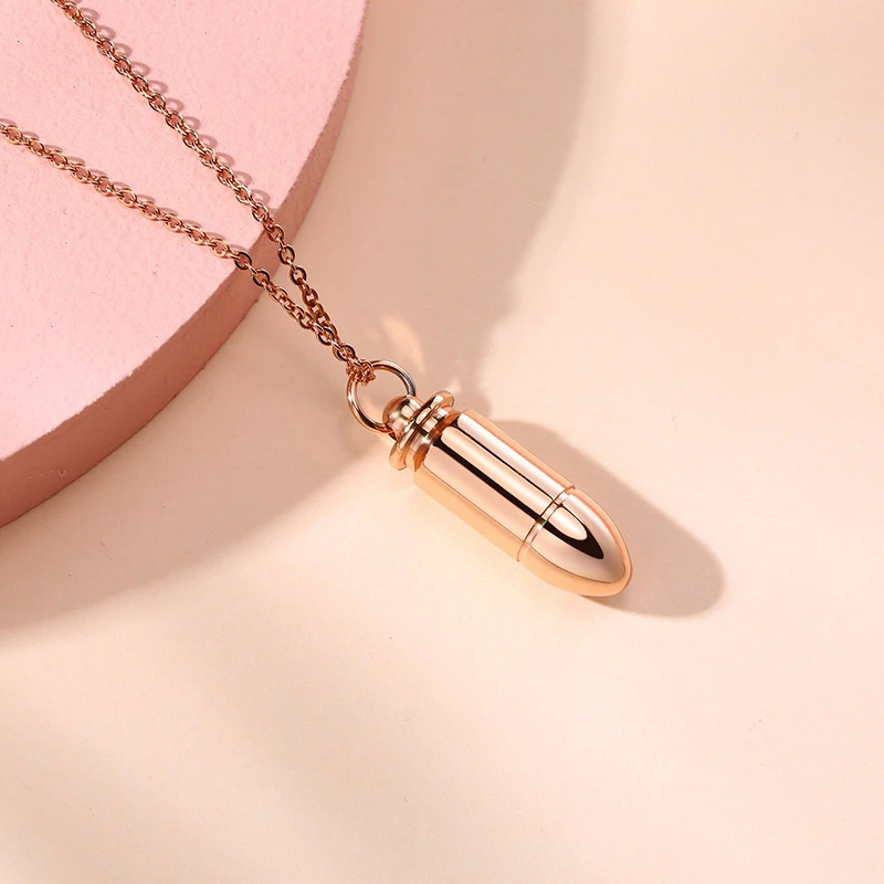 Rose Gold Bullet Necklace Women Pendant 