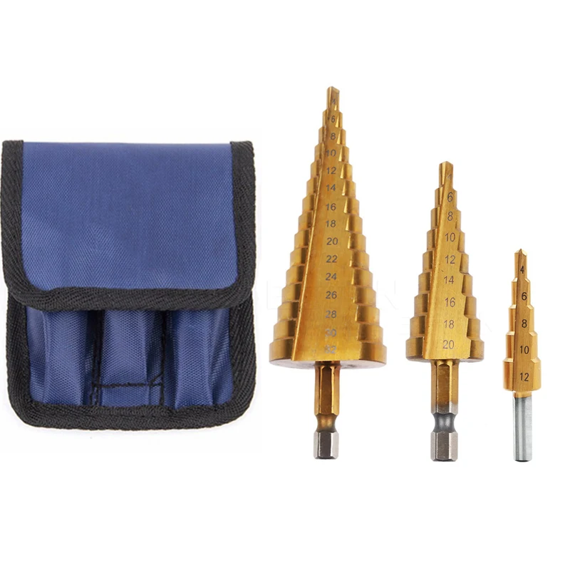 HSS-Steel-Titanium-Step-Drill-Bits-Cone-Cutt-Tools-Wood-Hole-Cutter-Step-Cone-Drill-Bit