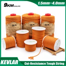 Corde en tissu, solide, 9KM, 400 2000lb, corde en Kevlar, pour cerf volant, ligne tressée, crochet d'assistance, pour la plage, pêche, randonnée, sac à dos