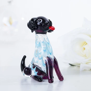 

H&D Modern Dog Figurine collection Gift Glass Animal Mini Statuettes Home Decor Handblown Multicolor Home Decoration Accessories