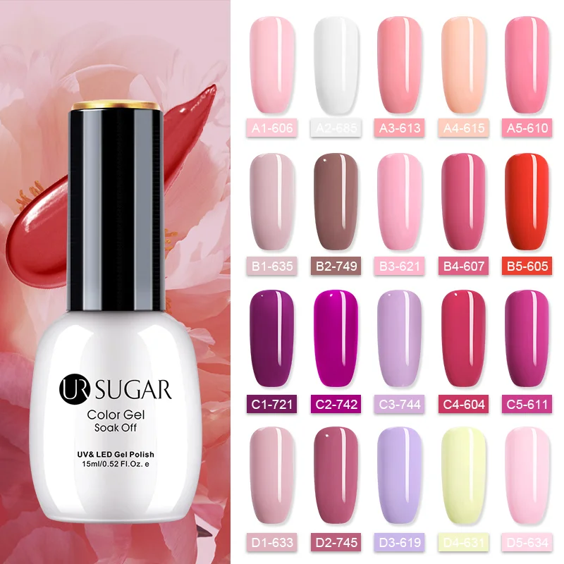 

UR SUGAR 15ml Color Nail Gel Nail Polish Autumn Pink Gray Red Glitter Sequins Shining Soak Off Nail Art UV LED Gel Varnish Base