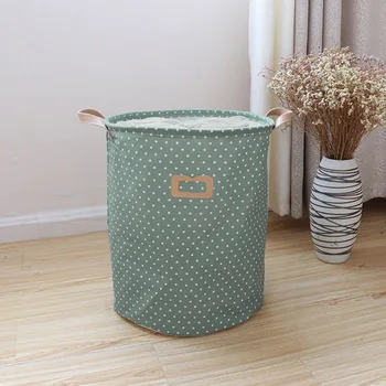 

Storage Basket Round Practical Laundry Bakset Folding Drawstring Collapsible Home Organizer Useful Household Large 4 Colors