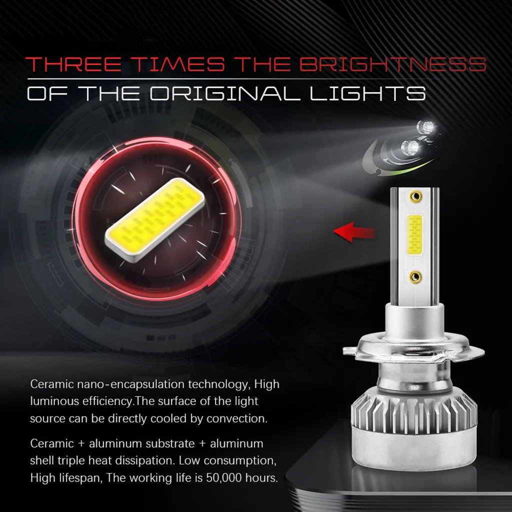 Автомобильный светодиодный светильник H7 110W 20000LM COB светодиодный автомобильный головной светильник s полностью алюминиевый x 2