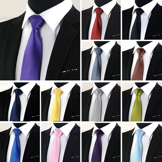 Corbata Negra formal de negocios para hombres, traje rayas sólidas para hombres, fiesta de boda, corbata informal, accesorios de camisa rojo vino, _ - AliExpress Mobile