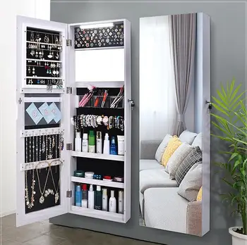 

Household wall-mounted mirror with lamp floor storage cabinet bedroom simple modern dressing mirror full body mirror