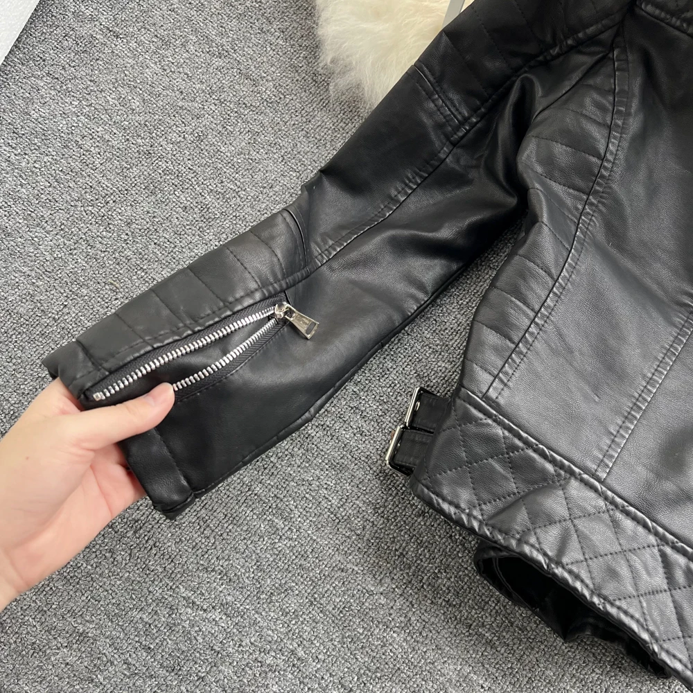 Women Faux Leather Jacket Autumn New Ladies Notched Collar Zipper Slim Black Pink Pu Leather Jacket Fashion Motorcycle Jacket black down jacket