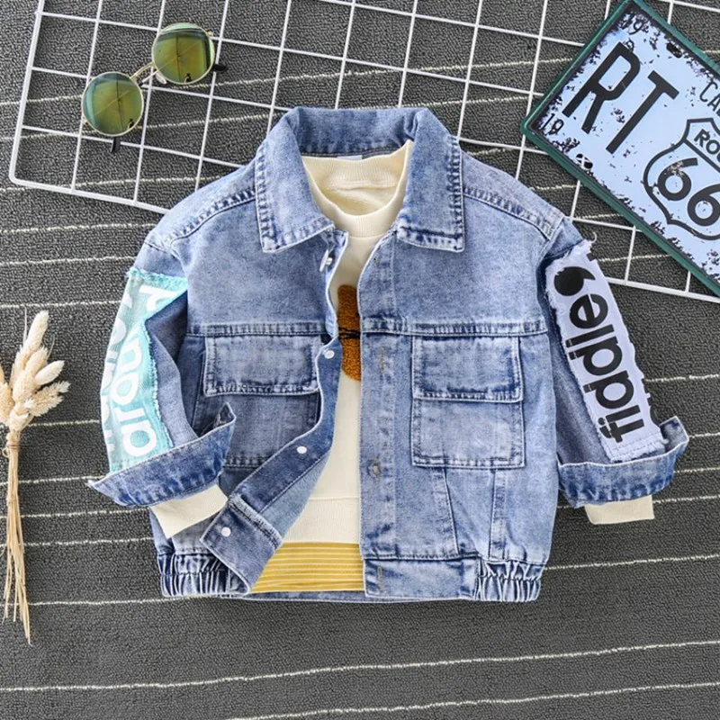 COOTELILI Denim Jeans Jacket For Boys Windbreaker Toddler Kids Girls Bomber Coat Baby Boy Jacket  Children Clothing 80-130cm (6)