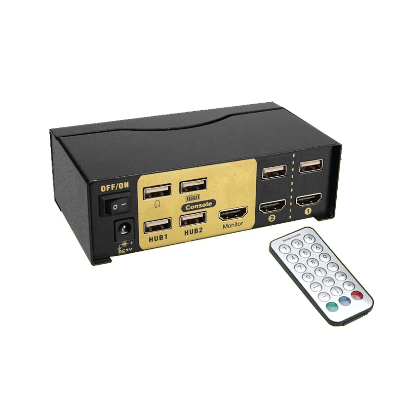 2-портовый Hdmi Kvm интеллектуальный коммутатор 2 в 1 выход пульт дистанционного управления Usb Hd компьютерный разветвитель