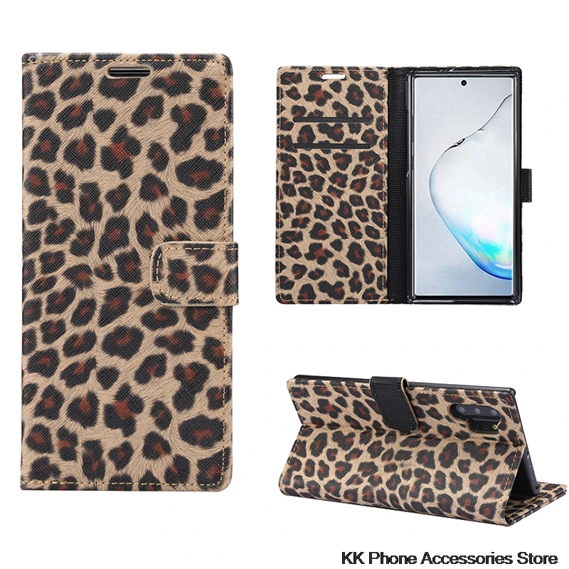 

Leopard Print Panther Leather Case For Samsung Note 10 Plus S10e Flip Wallet Stand Case For Samsung Note 10+ S10 Plus Phone Case