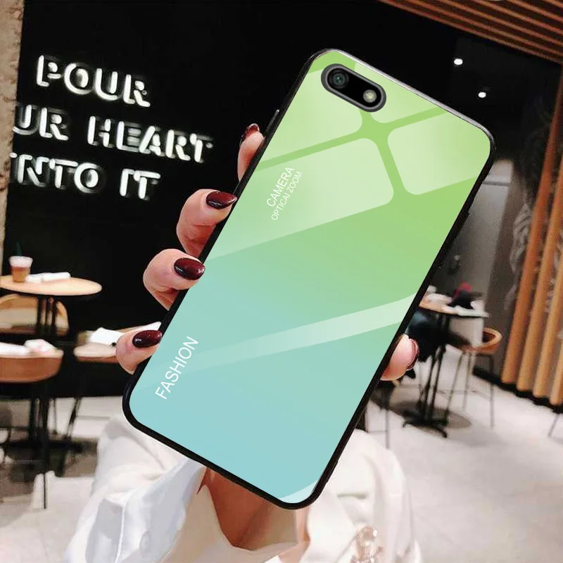 Чехол для телефона huawei Y5 Lite Prime Honor 7S 7A 5,45 градиент закаленное стекло Цветной корпус бампер Fundas на Honor 7s