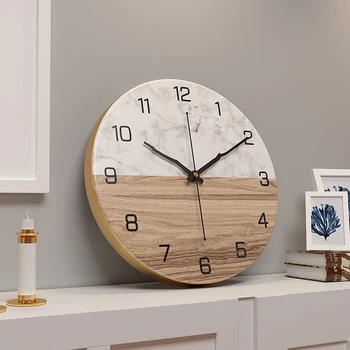 

Marble Texture Metal Wall Clock Simple Modern Design European Iron Art 3D Decoration Hanging Clocks Wall Watch Home Decor 12"