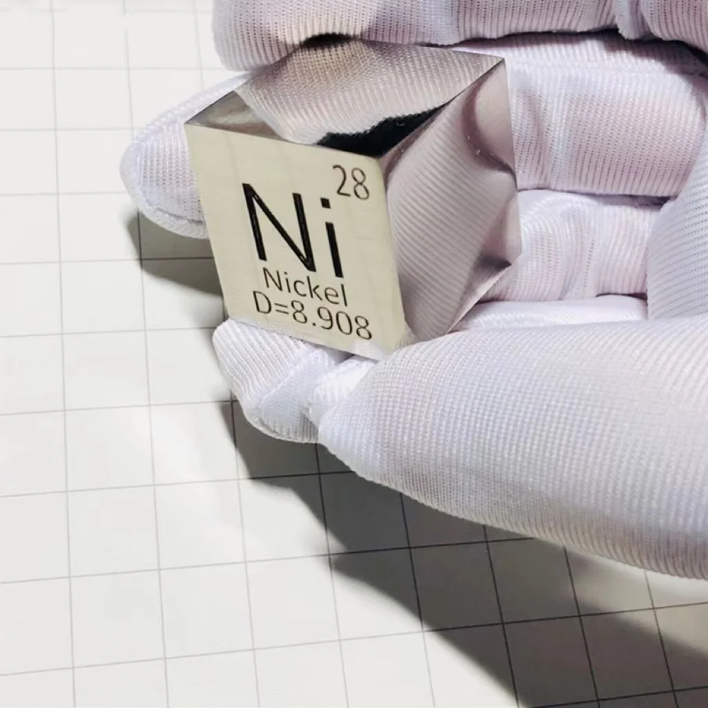 

Nickel metal in the periodic table- Cube Side length is one inch (25.4mm) and weight is about 145.7g 99.5%