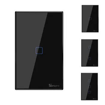 

SONOFF T3US1C-TX 1/2/3 Gang RF Remote Controlled Wifi Switch Border Compatible with Alexa Google Home US Standard
