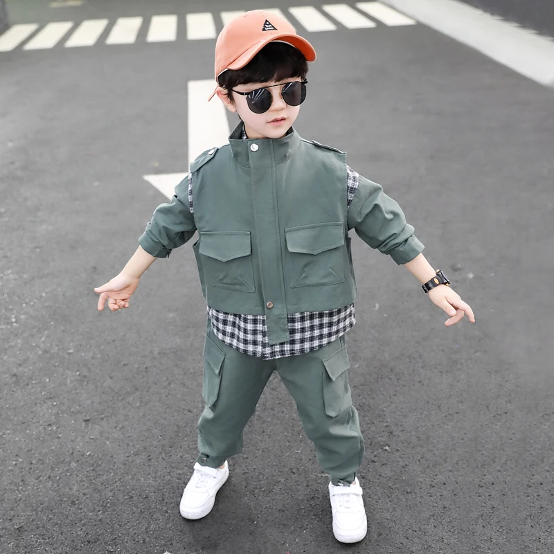 جديد للأولاد ثلاث قطع طقم ملابس أطفال 3 قطع بدلة ر...