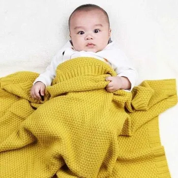 

2019 Baby Knitted Solid Fleece Blanket Swaddle New Born Kids Boys Girl Pram Cotton Winter Warm Sleeping Bags Fashion Accessories