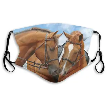 

Beautiful Hores Print Mouth Masks With Filter Washable And Reusable Anti Dust Breathable Mask With Adjustable Ear Loops For Men