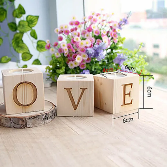 4 шт. романтический подарок Любовь узор свадебный подсвечник сосновый деревянный бар столовая украшение дома AUG889