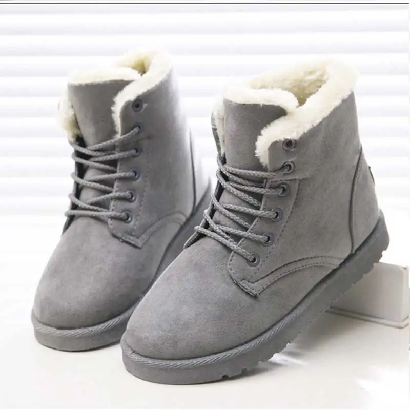 New Women Boots Winter Warm Snow Boots Women Faux Suede Ankle Boots For ...
